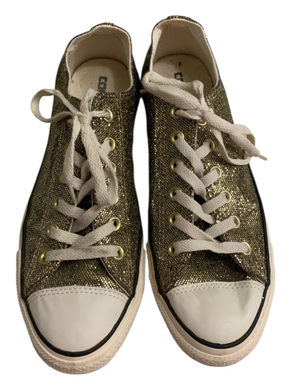 Converse Gold Glitter Chuck Taylor Low Tops Sneakers Women’s Size 10 Festival
